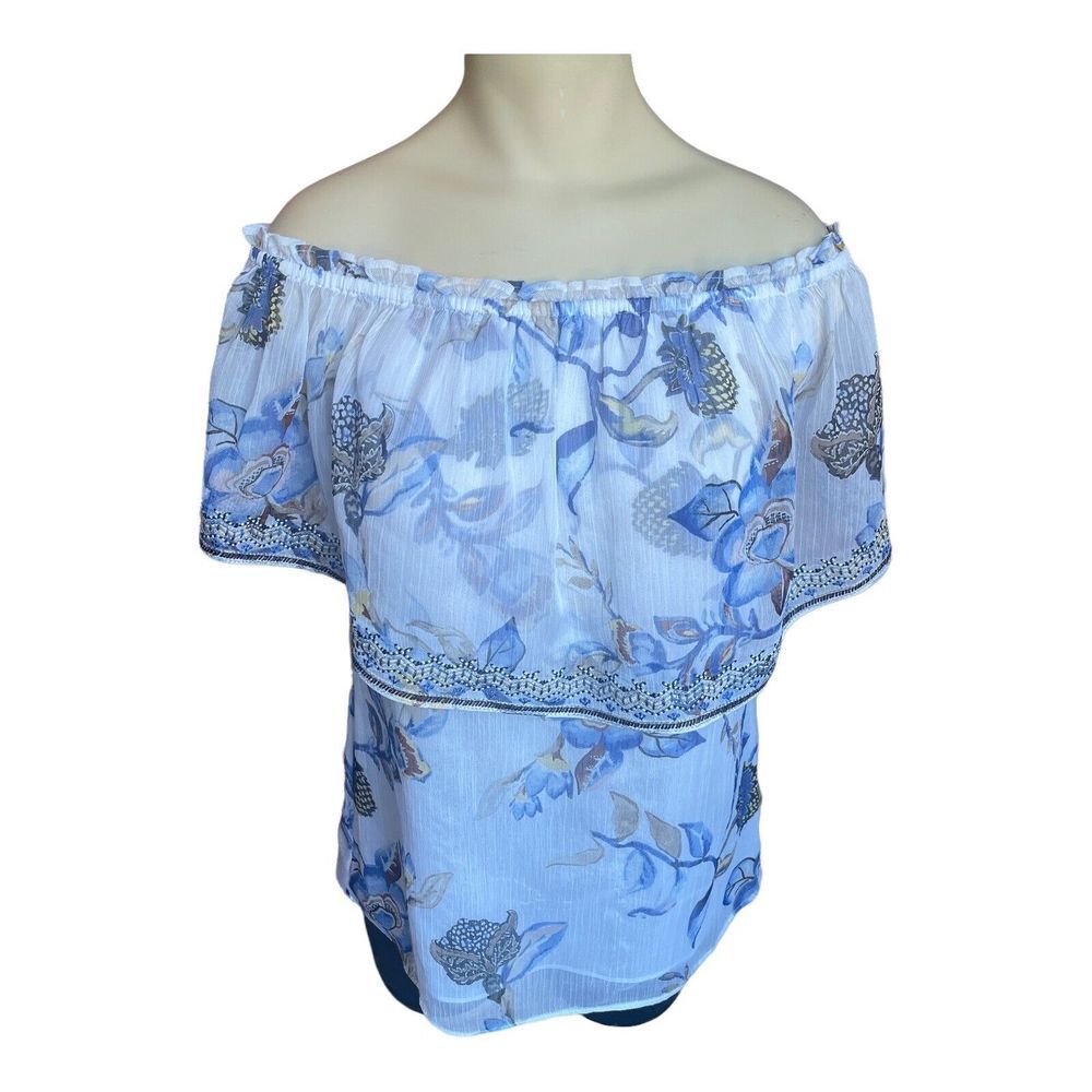 White House Black Market Blouse Women's Extra Small Floral Embroidered